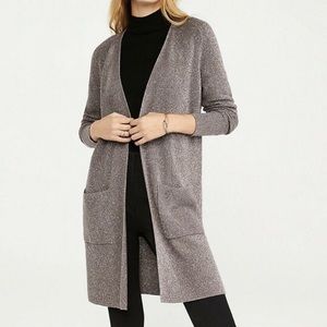 Taupe shimmer duster cardigan with pockets